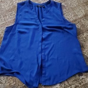 Blue button up tank